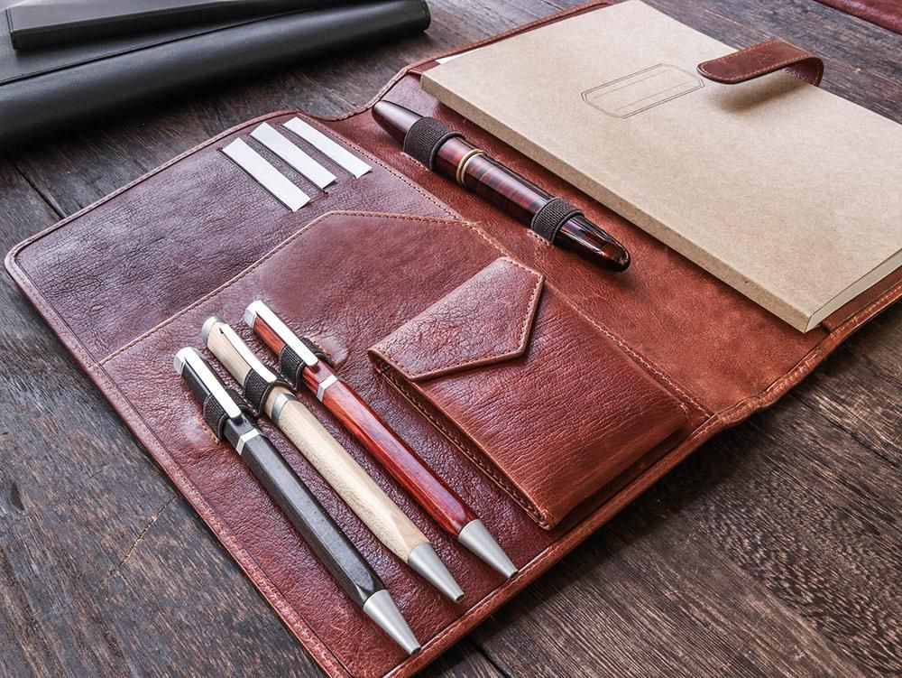Bao Da Đựng Sổ & Bút Wancher Compact Leather Notebook Cover A5 - Cognac Brown
