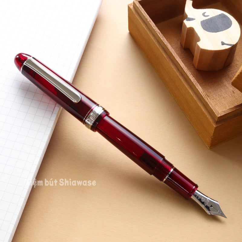 Bút Máy Platinum #3776 Century Slip & Seal 14K Bản Rhodium - Bourgogne - Đỏ Tía