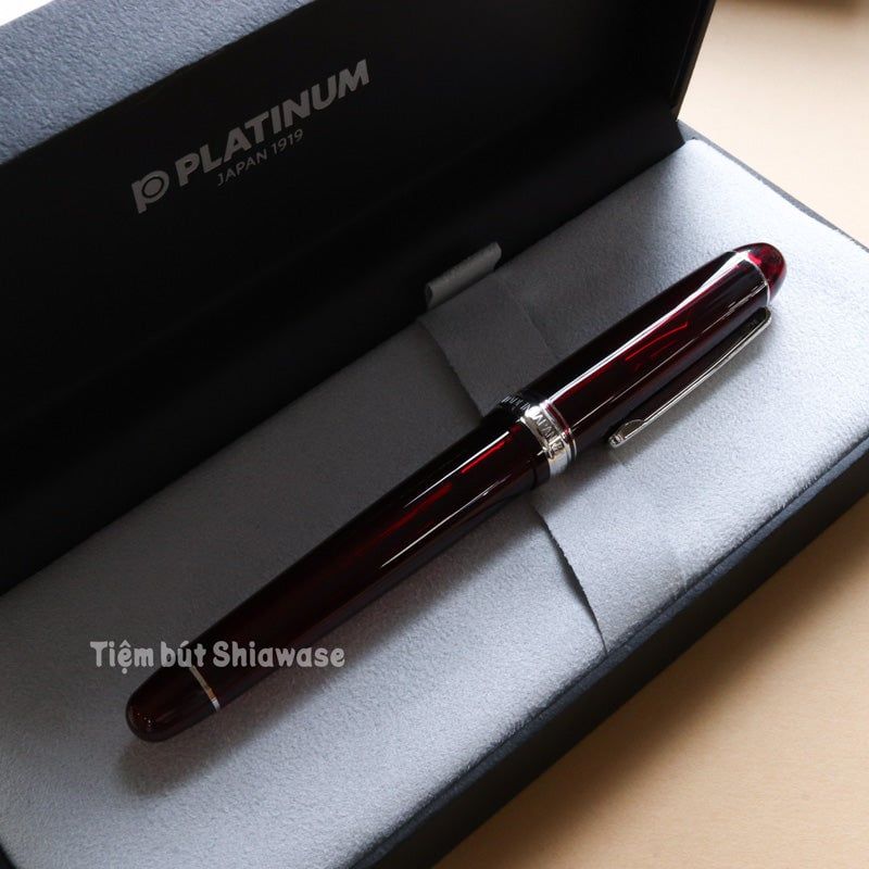Bút Máy Platinum #3776 Century Slip & Seal 14K Bản Rhodium - Bourgogne - Đỏ Tía