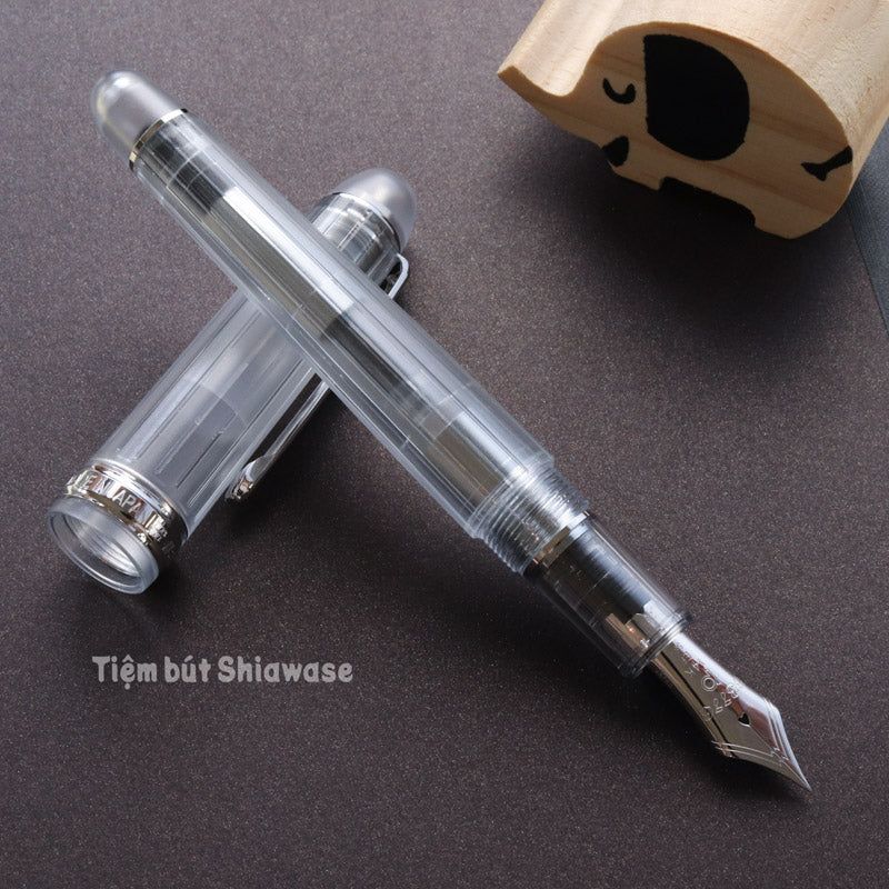 Bút Máy Platinum #3776 Century 14K Nice - Pur Rhodium - Bạch Kim Trong Suốt