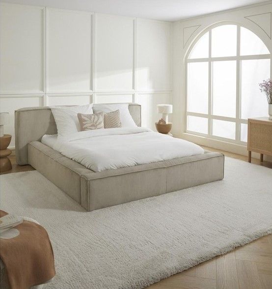 Giường ngủ bọc nệm cao cấp Lennon Bed phong cách Bắc Âu Rubies House
