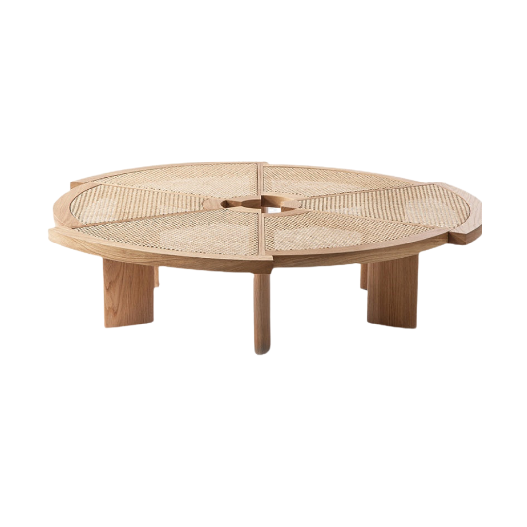Bàn trà, bàn sofa Wheel gỗ phối mây Rubies House