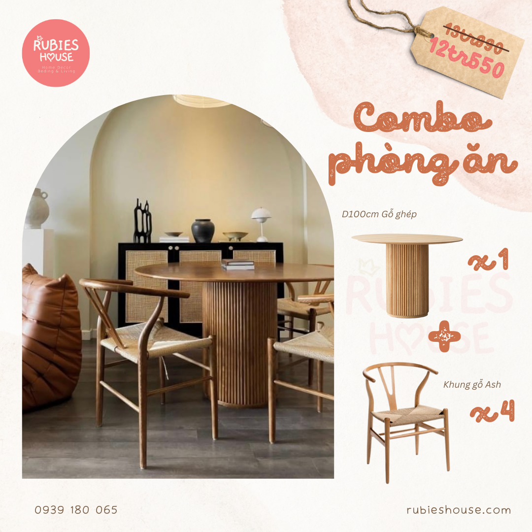 COMBO WISHBONE - Combo phòng ăn Rubies House