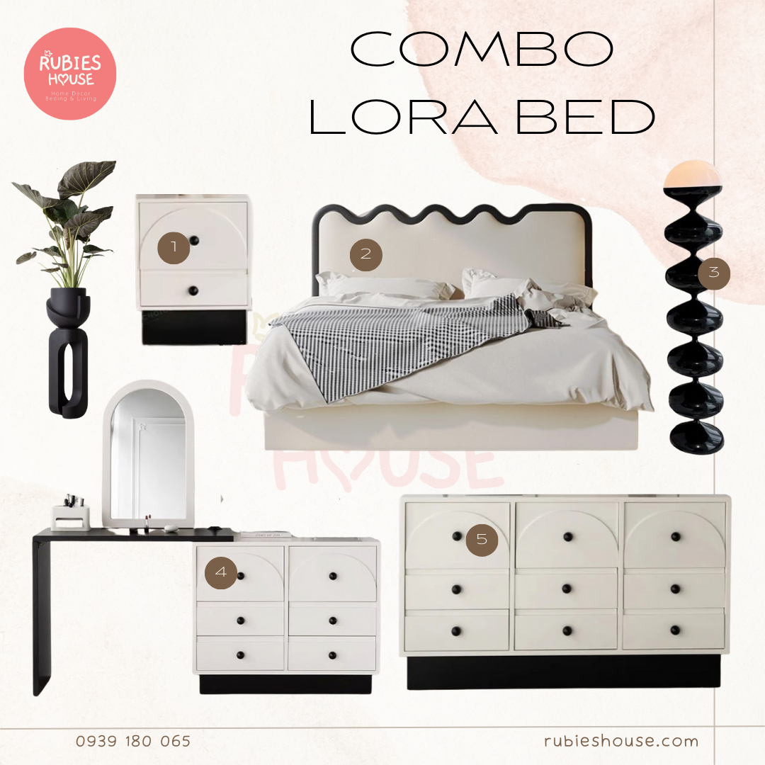 COMBO LORA BED- Combo phòng ngủ Bắc Âu Rubies House