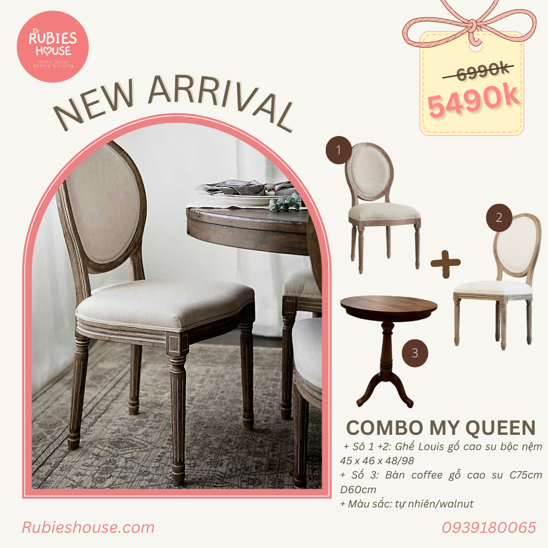 COMBO MY QUEEN- Bộ Bàn Ghế Cafe Rubies House