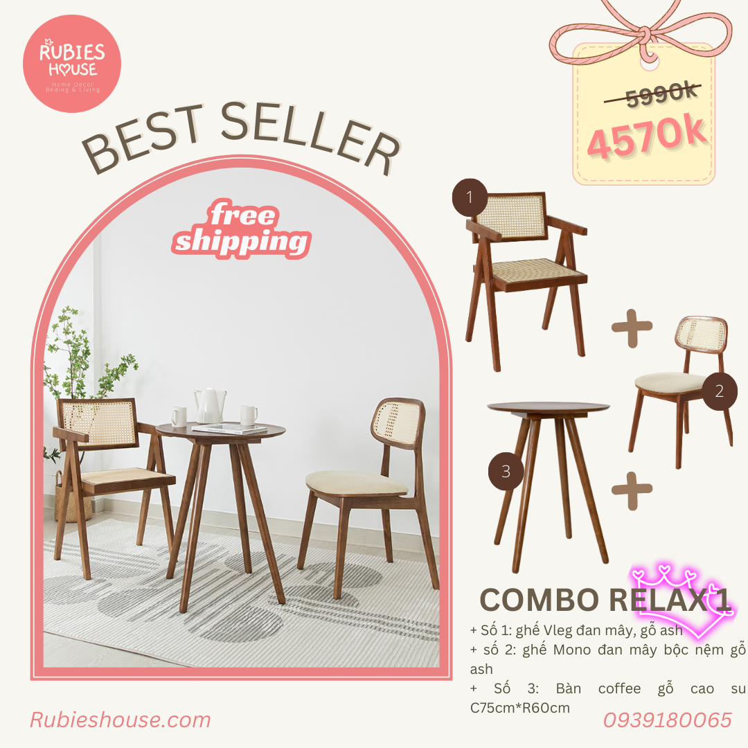 COMBO RELAX 1- Bộ Bàn Ghế Cafe Rubies House