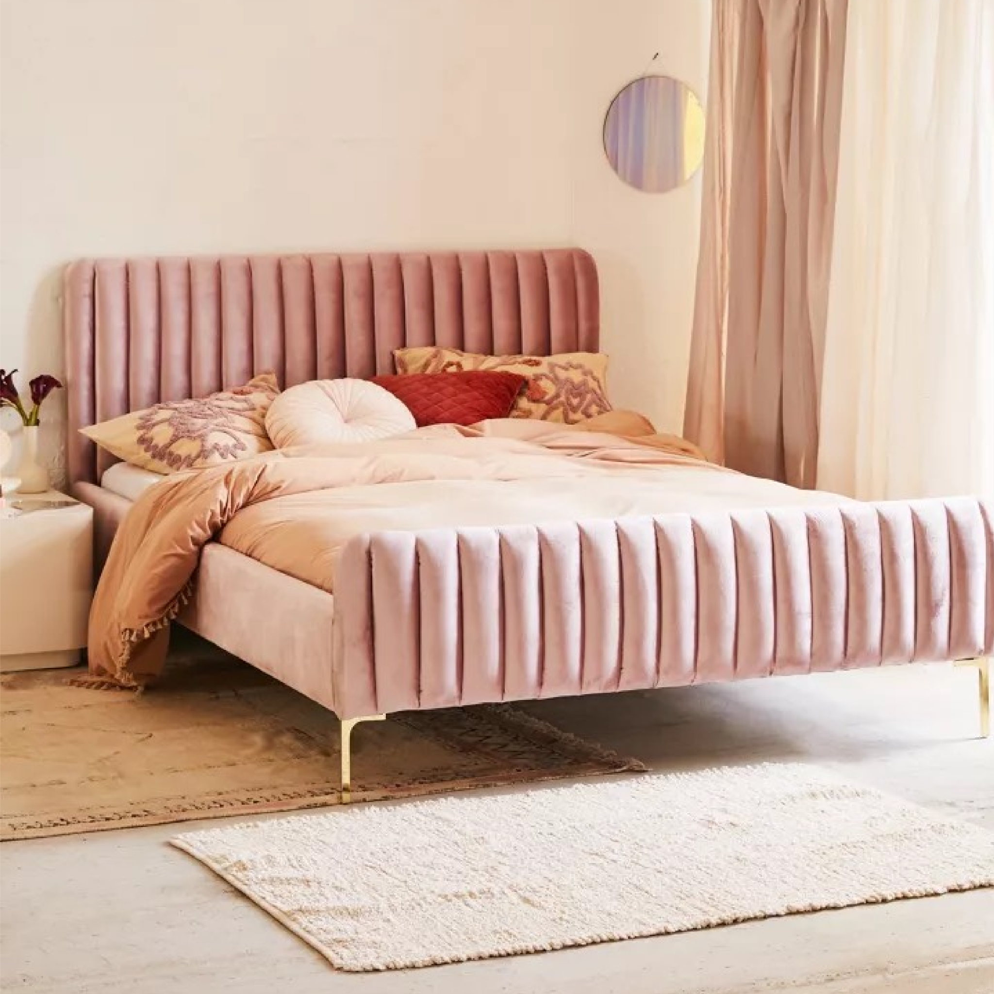 Giường ngủ bọc nệm cao cấp Vinia Bed phong cách Bắc Âu Rubies House