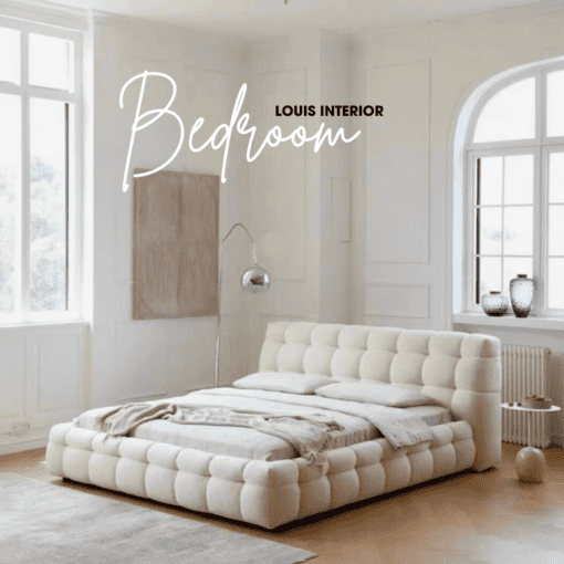 Giường ngủ bọc nệm cao cấp Boba Bed phong cách Bắc Âu Rubies House