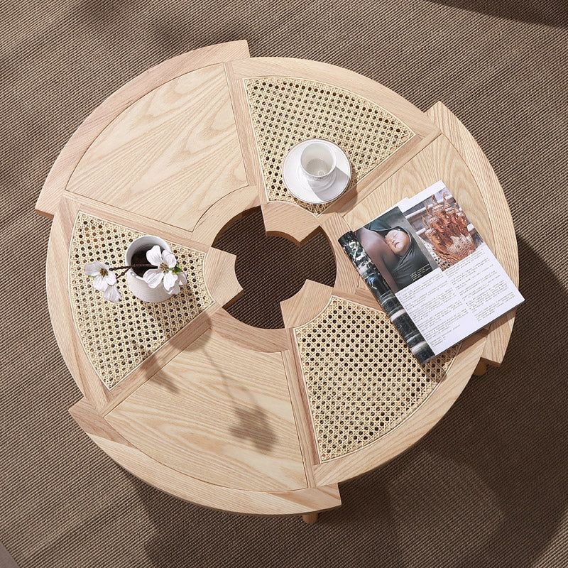 Bàn trà, bàn sofa Wheel gỗ phối mây Rubies House
