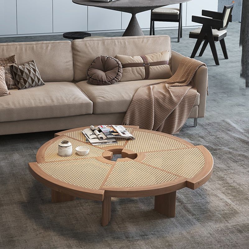 Bàn trà, bàn sofa Wheel gỗ phối mây Rubies House