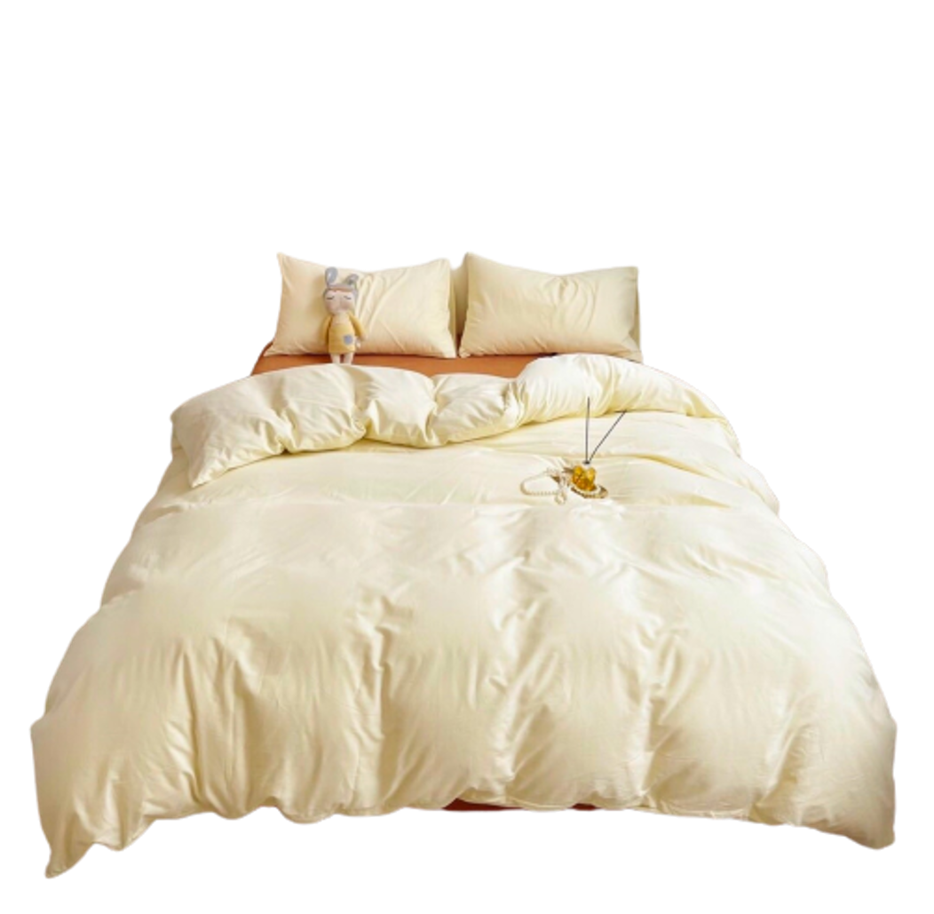 Bộ Chăn ga cotton Tici notag- Be phối Cam