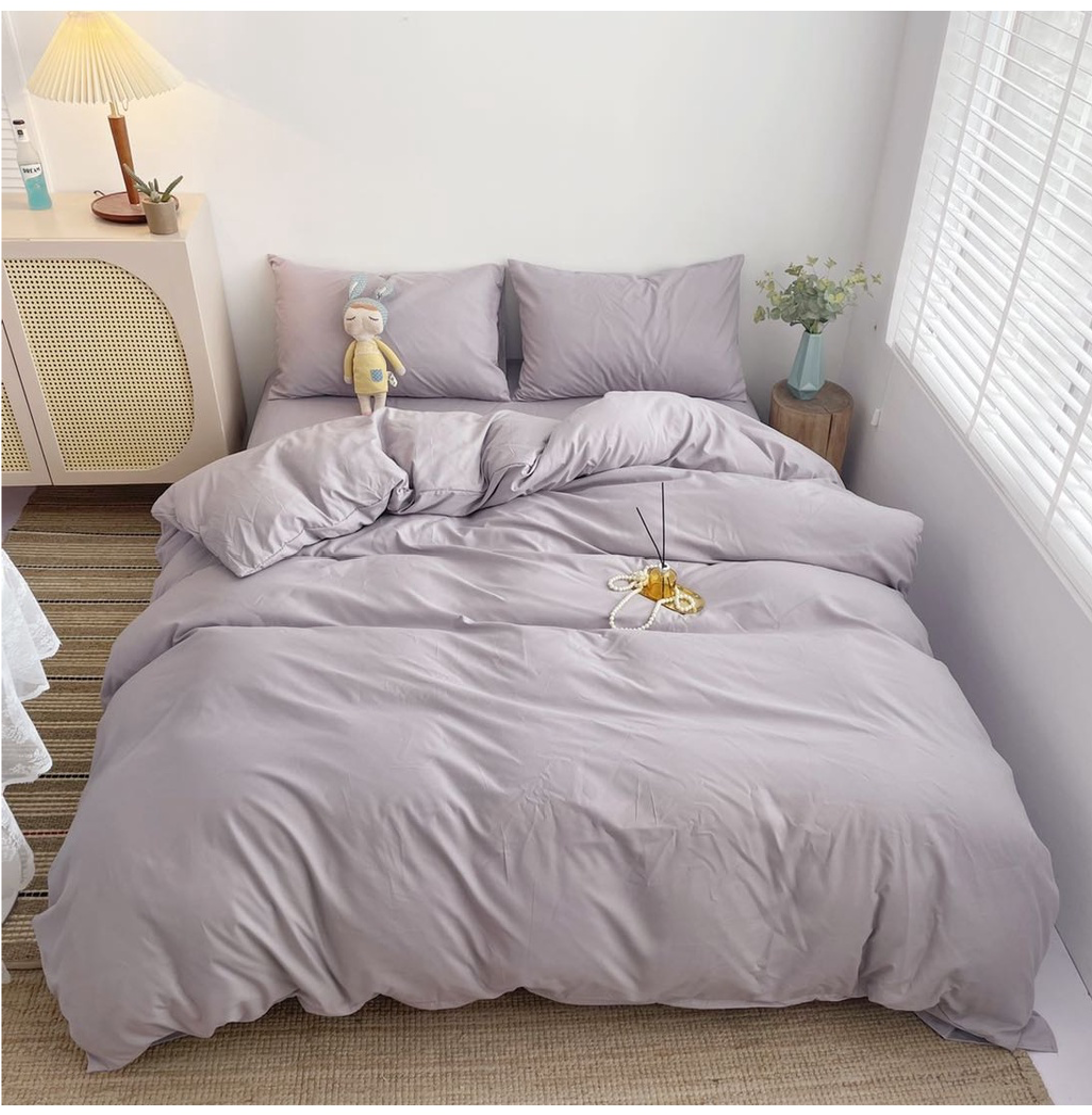 Bộ Chăn ga cotton Tici notag- Tím
