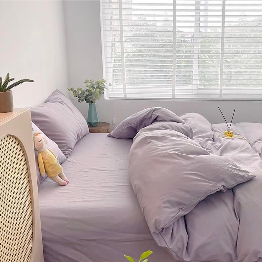 Bộ Chăn ga cotton Tici notag- Tím