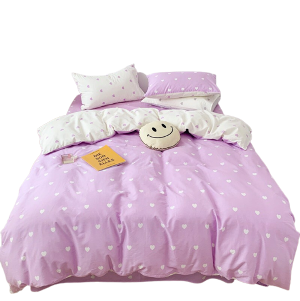 Bộ Chăn ga cotton Hàn Quốc- Tim Tím