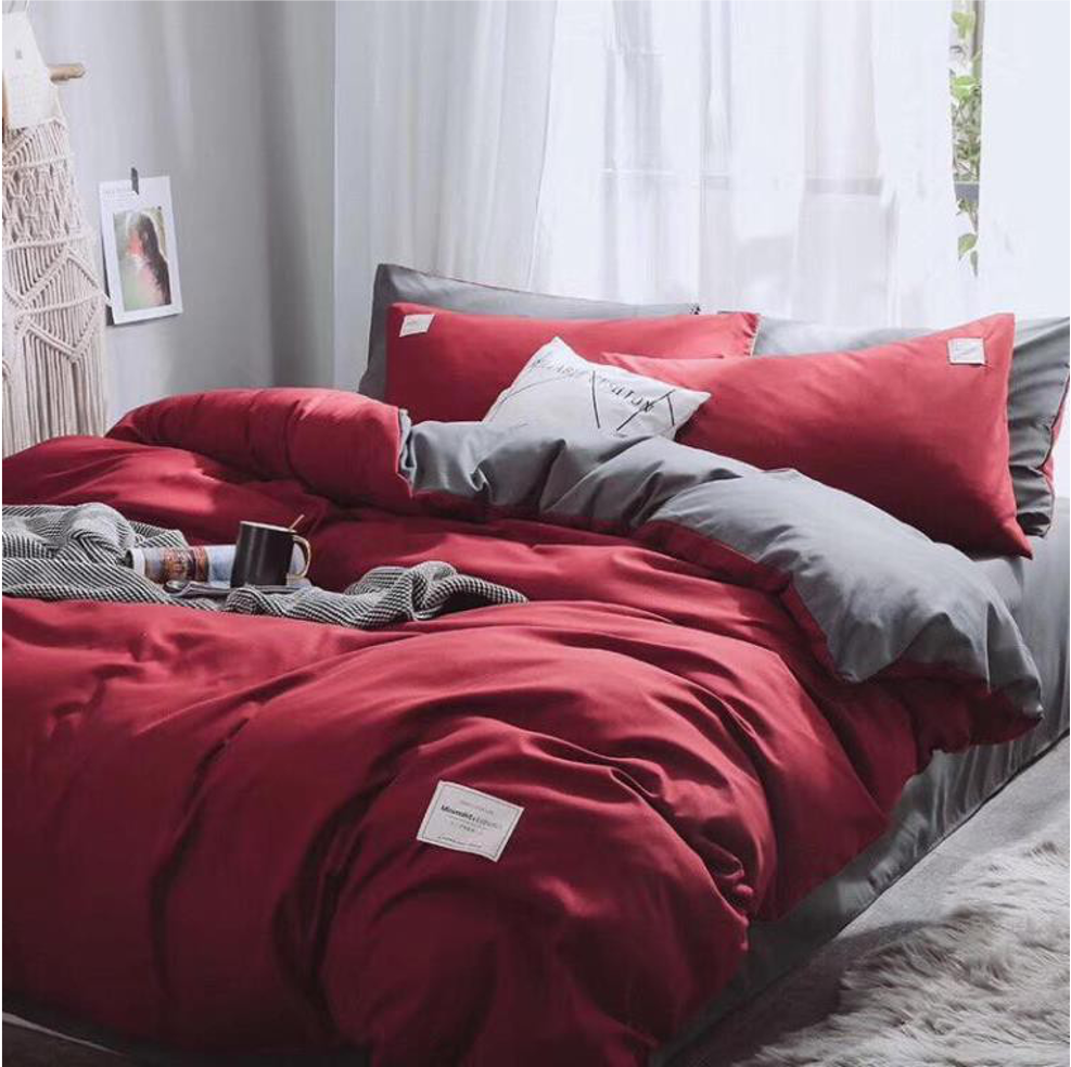 Bộ Chăn ga cotton Tici- Đỏ