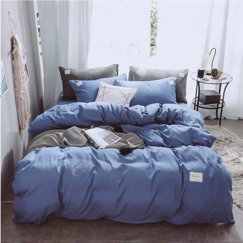 Bộ Chăn ga cotton Tici- Xanh dương