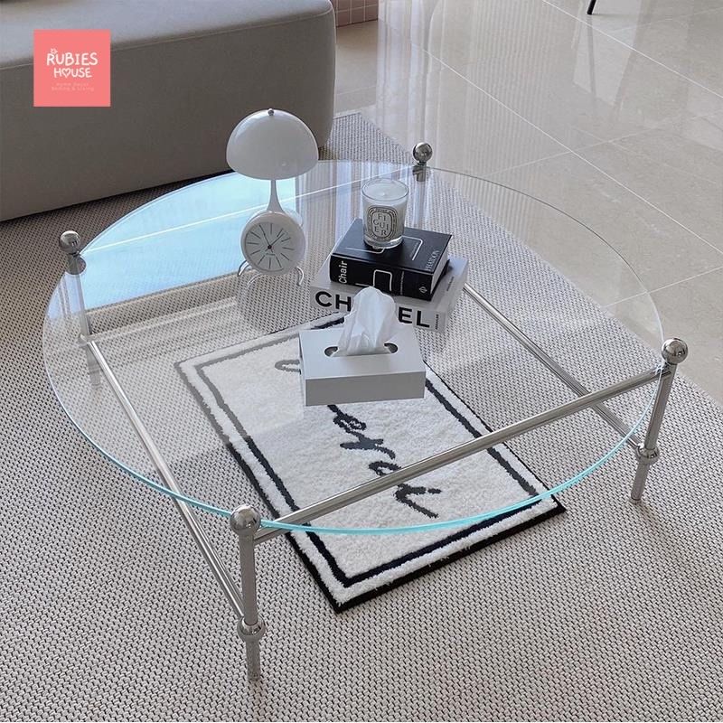 Bàn trà, bàn sofa Transparency mặt kính chân inox Rubies House