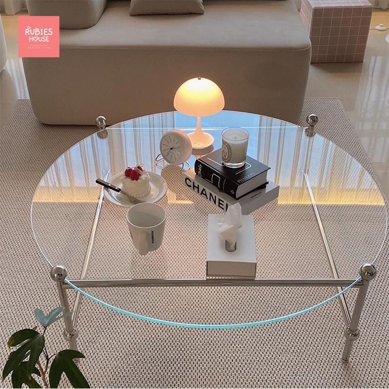 Bàn trà, bàn sofa Transparency mặt kính chân inox Rubies House