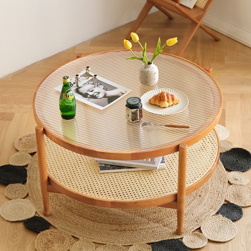 Bàn trà, bàn sofa Retro gỗ sồi Ash mặt kính sóng Rubies House