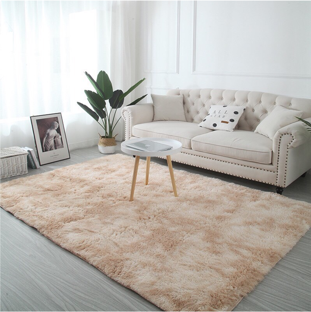 Thảm Lông Loang Trải Sàn Nâu nhạt Cao Cấp - Lông mềm dày 4.5cm