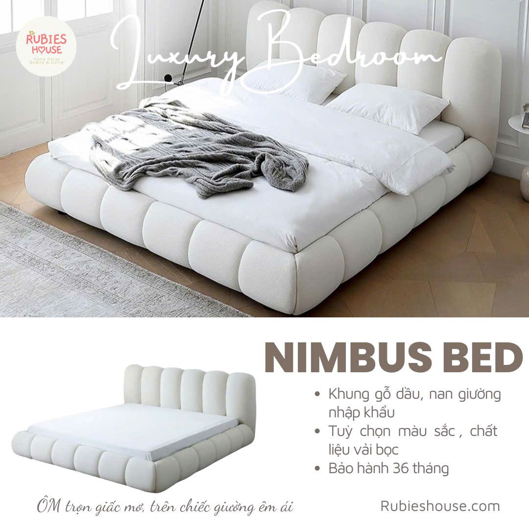 Giường ngủ bọc nệm cao cấp NIMBUS Bed phong cách Bắc Âu Rubies House