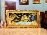  Tranh đồng Thuận buồm xuôi gió  đồng vàng dát vàng bạc khung đồng 120x230 cm 