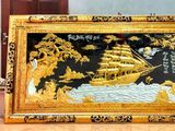  Tranh đồng Thuận buồm xuôi gió  đồng vàng dát vàng bạc khung đồng 120x230 cm 