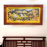  Tranh đồng Mã đáo thành công đồng vàng dát vàng bạc 120x230cm mẫu 3 