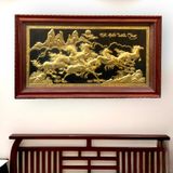  Tranh đồng Mã đáo thành công đồng vàng mạ vàng 24k, khung hương 88x155cm 