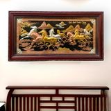  Tranh đồng Mã đáo thành công đồng đỏ dát vàng bạc, khung gụ  88x155cm 