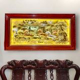  Tranh đồng Mã đáo thành công đồng vàng nền xước dát vàng bạc 90x170cm mẫu 1 