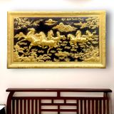  Tranh đồng Mã đáo thành công đồng vàng dát vàng, khung đồng 128x218cm 