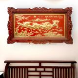  Tranh đồng Mã đáo thành công đồng vàng mạ vàng 24k, khung hương đục 88x155cm 