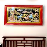  Tranh đồng Mã đáo thành công đồng vàng dát vàng bạc 90x170cm mẫu 2 