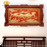  Tranh đồng Mã đáo thành công đồng vàng mạ vàng 24k, khung hương đục 88x155cm 