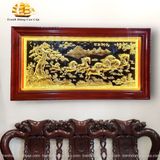  Tranh đồng Mã đáo thành công đồng vàng dát vàng 120x230cm 