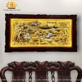  Tranh đồng Mã đáo thành công đồng vàng nền xước dát vàng bạc 120x230cm 