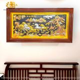  Tranh đồng Mã đáo thành công đồng vàng dát vàng bạc 120x230cm mẫu 3 