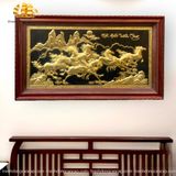  Tranh đồng Mã đáo thành công đồng vàng mạ vàng 24k, khung hương 88x155cm 