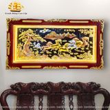  Tranh đồng Mã đáo thành công đồng vàng dát vàng bạc, khung đục dát vàng 120x230cm 