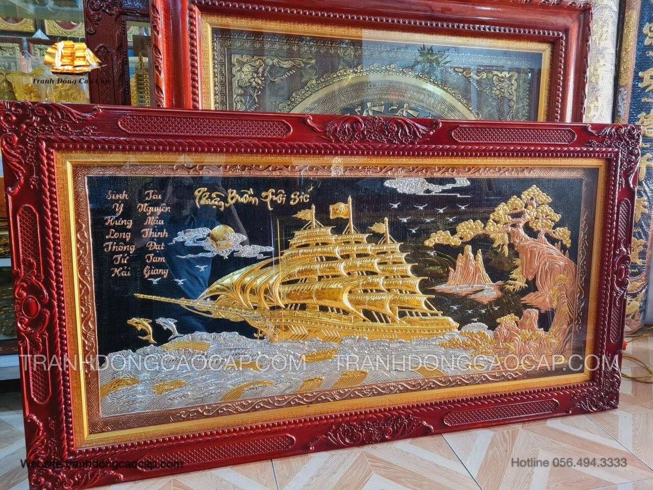  Thuận Buồm Xuôi Gió Dát Vàng Bạc ( kích thước 90cm x 170cm ) 