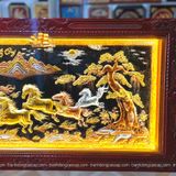  Tranh đồng Mã đáo thành công đồng vàng dát vàng bạc, khung đục 90x170cm 