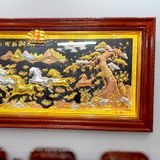  Tranh đồng Mã đáo thành công đồng vàng dát vàng bạc 120x230cm mẫu 3 