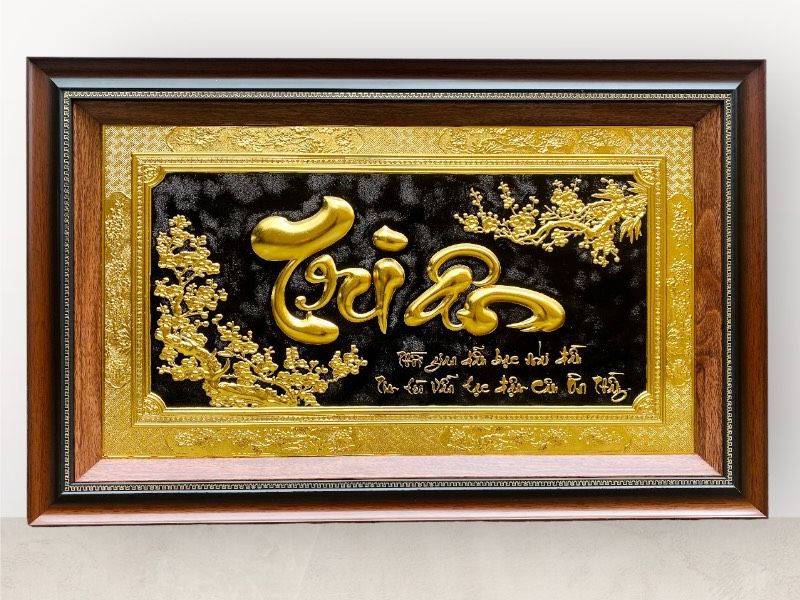  Tranh chữ Tri Ân dát vàng 50x80cm mẫu 1 