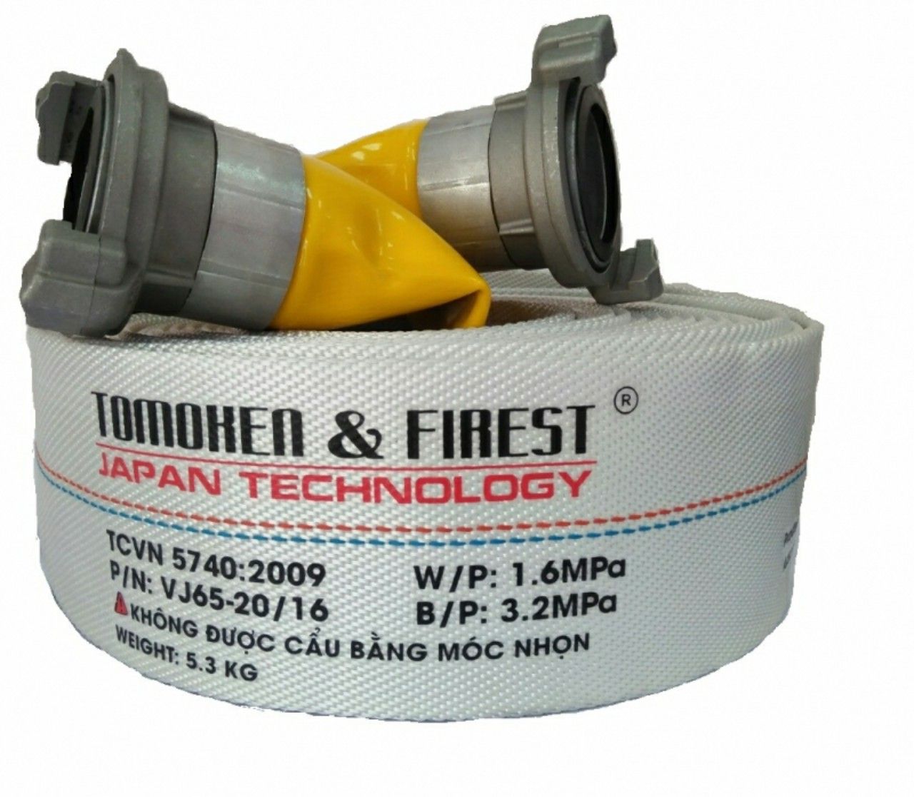 Vòi chữa cháy Tomoken D65 20m 1.6Mpa (kèm khớp nối )