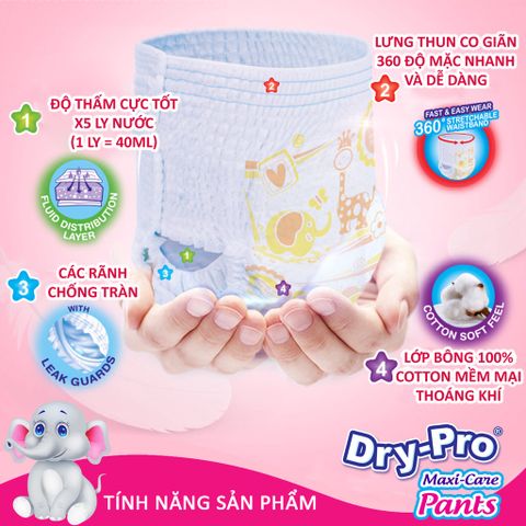  Combo tã/bỉm quần Dry-Pro M60 (7kg-12kg) + tặng Túi nước rửa bình sữa Pur 450ml 