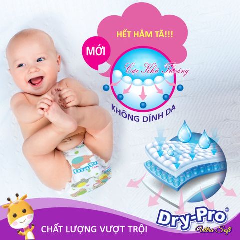  Tã/bỉm dán Dry-Pro siêu mềm nhập khẩu Malaysia size XL (13kg - 15kg) - Gói 18 miếng 