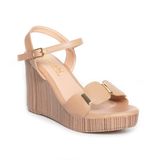 Sandal Nữ Hanatabi Quai Ngang Có Khóa Đế Pu Vân Gỗ Siêu Nhẹ Cao 9cm Hậu C Mã HNSDX9F1013 (Size 35 -> 39)