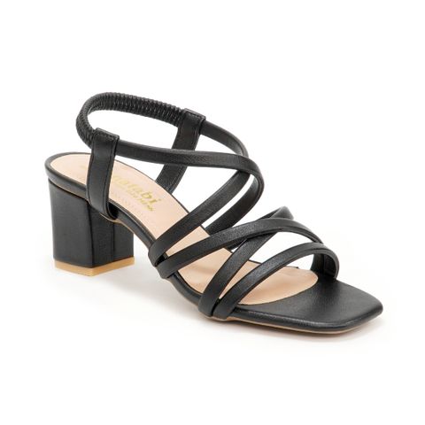 giày sandal nữ cao gót 5cm Hanatabi quai chéo mũi vuông hậu thun đế TA bigsize (35-41) mã HNSDT5F857