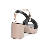 Sandal nữ Hanatabi quai lưới bèo nhún đế Pu siêu nhẹ cao 7cm hậu c mã HNSDG7F1005 (Size 35 -> 39)